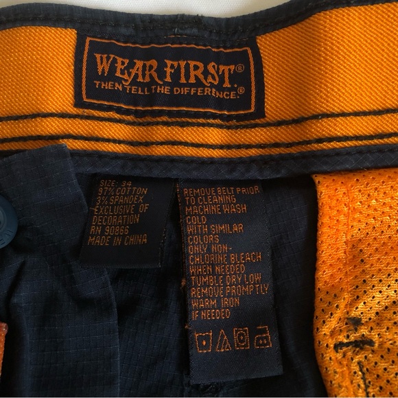 Wear First Navy Blue & Orange 6-Pocket Cargo Shorts - Size 34 - Picture 8 of 14